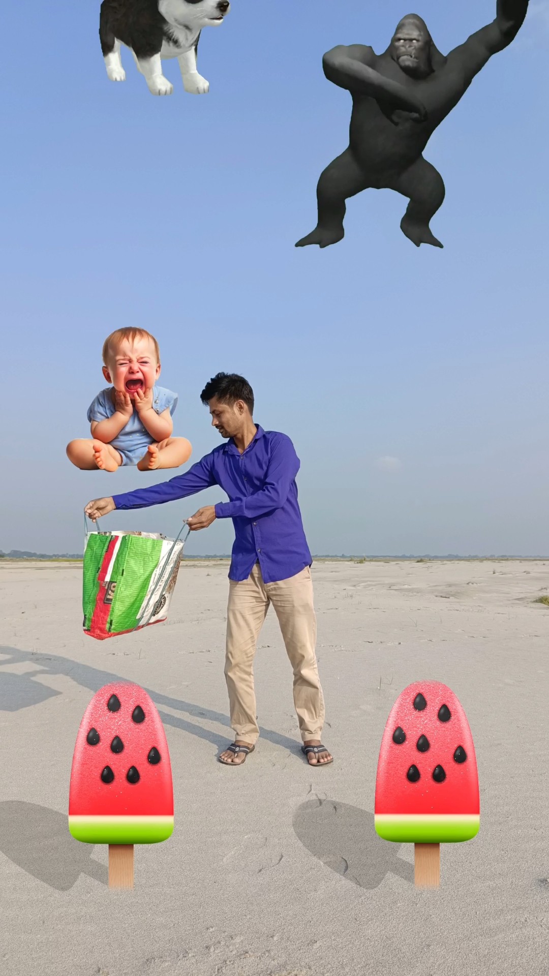 Crying babies Catching vs gorilla, hen, parrot \u0026 puppy \u0026 yellow tiki- #shorts #funny #magic